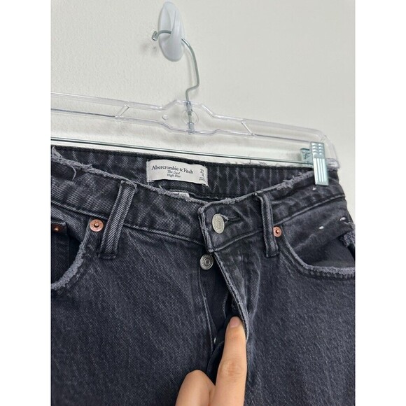 Abercrombie Curve Love Dad Jean Distressed Black Stretch Pockets Size 27 Petite - Picture 4 of 9